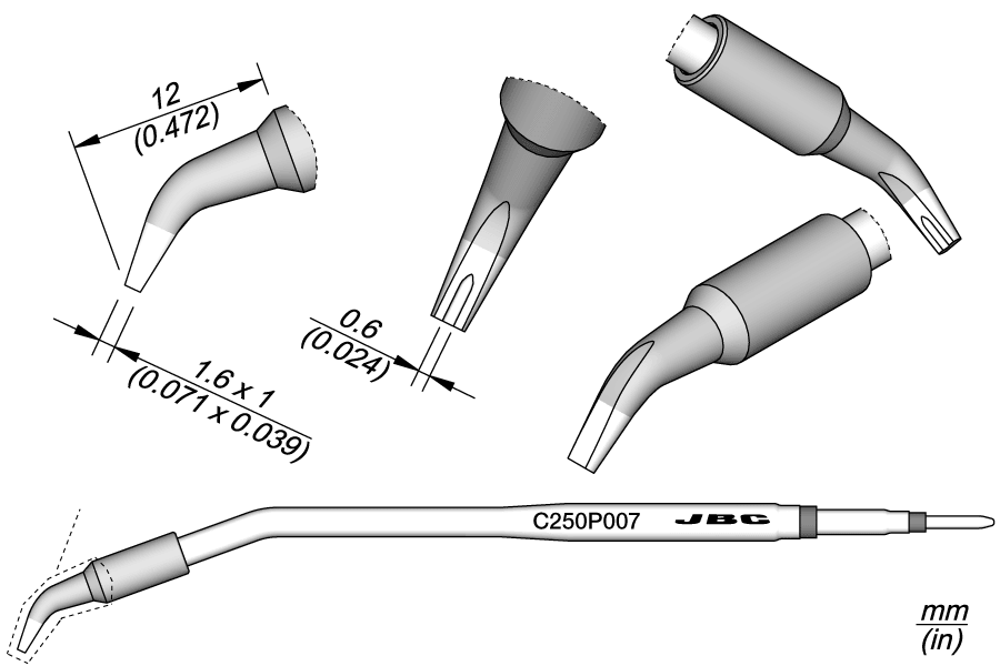 C250P007 - Chisel Bent Cartridge 1.6 x 1